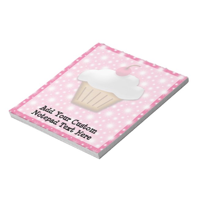 Cutout Cupcake with Pink Cherry on Top Notepad (Rotated)