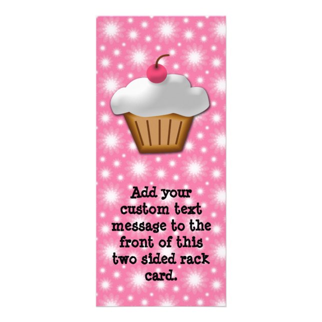 Cutout Cupcake with Pink Cherry on Top Rack Card (Front)