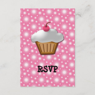 Cutout Cupcake with Pink Cherry on Top RSVP Card