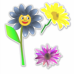 Cutout Happy Flowers vinyl sticker sheet