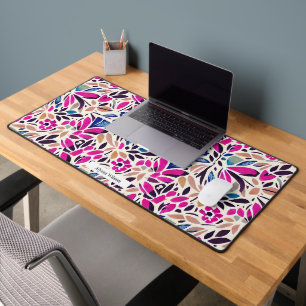 Cutout Inspired Floral Shapes Pattern Desk Mat