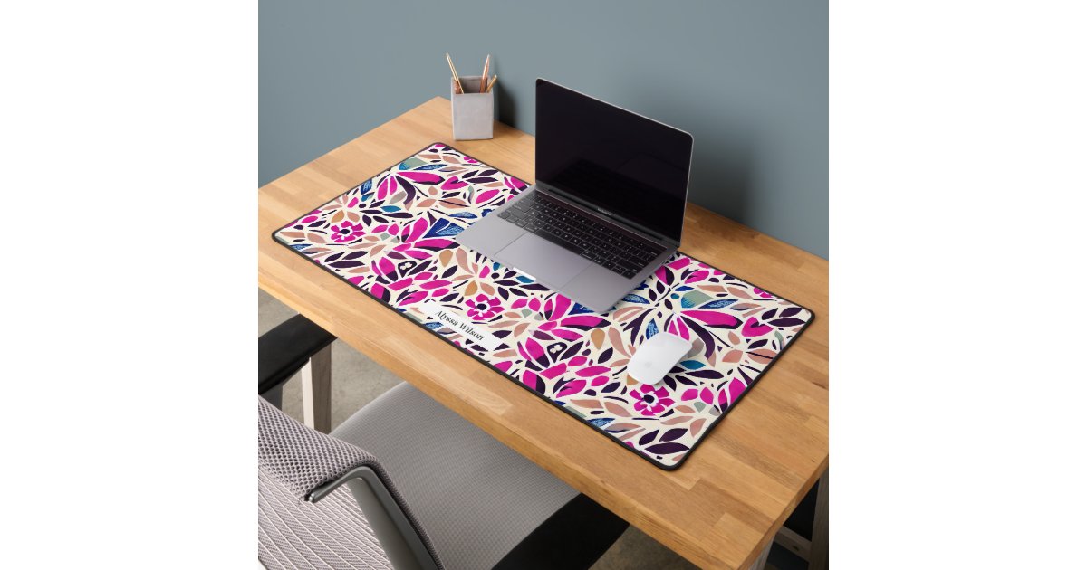 Cutout Inspired Floral Shapes Pattern Desk Mat | Zazzle