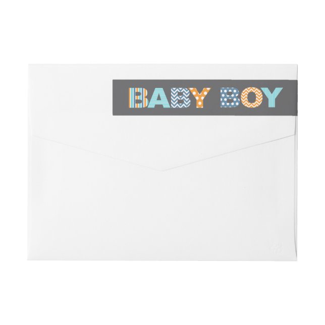 Cutout Letters Baby Boy Shower Wraparound Label (Back)