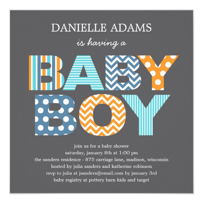 Cutout Letters Baby Shower Invitation   Boy