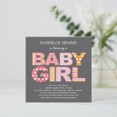 Cutout Letters Baby Shower Invitation - Girl (Standing Front)