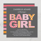 Cutout Letters Baby Shower Invitation - Girl (Front/Back)