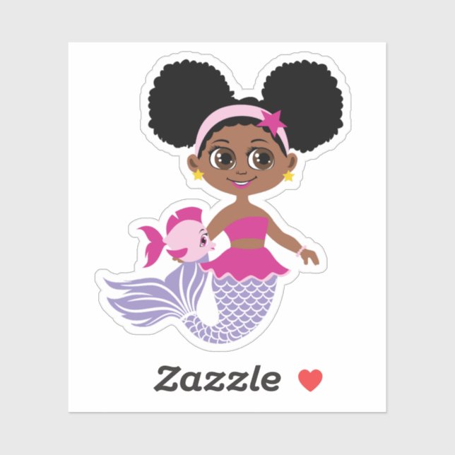 Cutout Mermaid Sticker – Afro Puff Girl (Sheet)