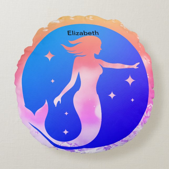 cutout of a mermaid round pillow (Front)