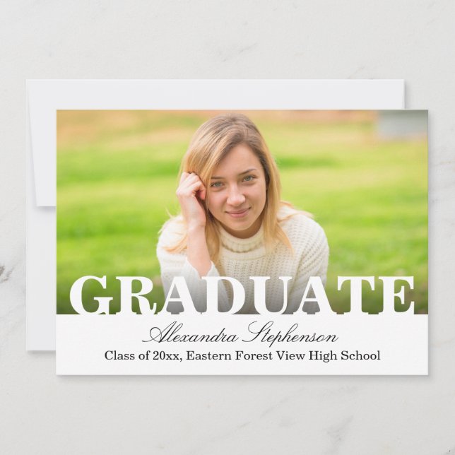 Cutout Style Elegant Photo Graduation Announcement (Front)