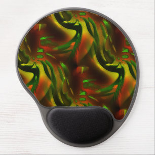 Cutout style green leaves with digital scratches gel mouse pad