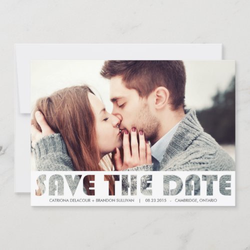 CUTOUT TYPOGRAPHY SAVE THE DATE ANNOUNCEMENT