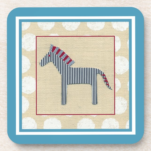 Cutout Zebra on Cream Background Beverage Coaster (Front)