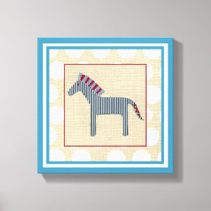 Cutout Zebra on Cream Background Canvas Print