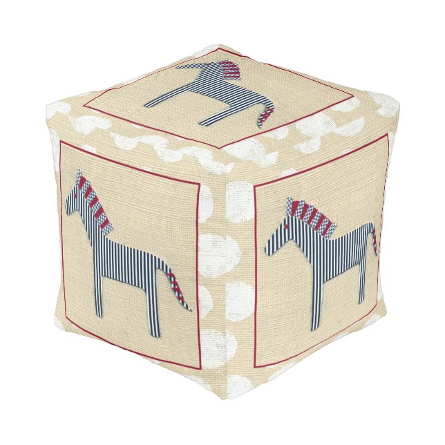 Cutout Zebra on Cream Background Pouf (Angled Front)