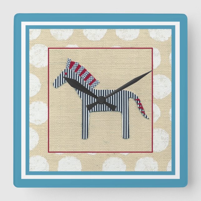 Cutout Zebra on Cream Background Square Wall Clock (Front)