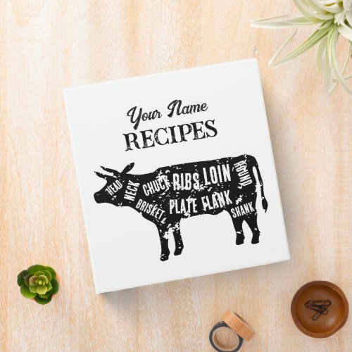 Cuts of beef butchery cow diagram recipe binder
