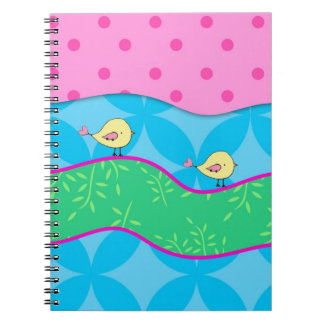 Cutsie Yellow Birds Bright Colorful Notebook