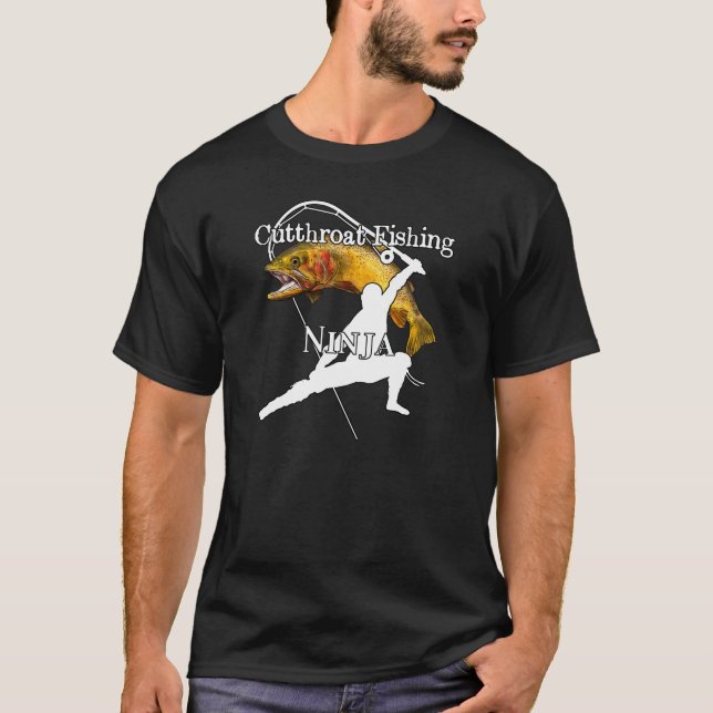 Cutthroat Trout Fishing Ninja Dark Fishing T-Shirt (Front)