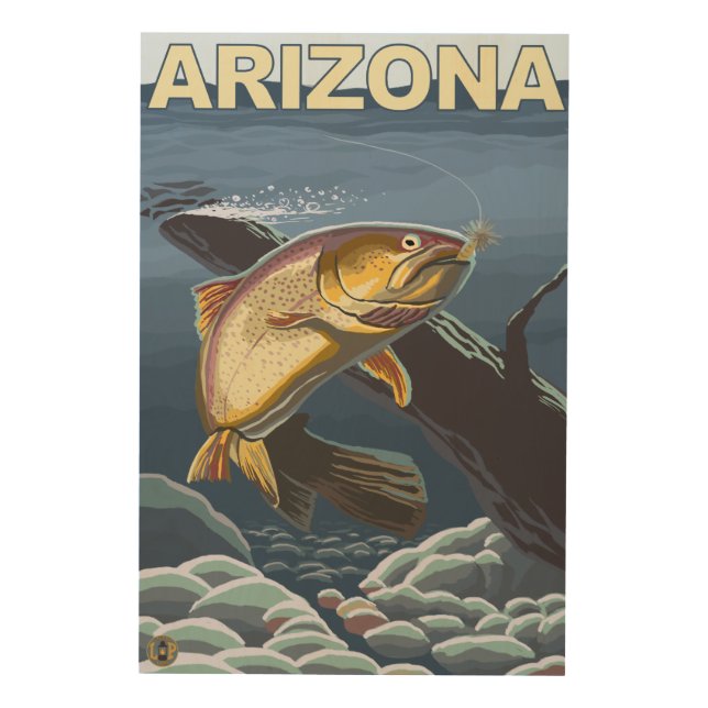 Cutthroat Trout FishingArizona Wood Wall Art (Front)