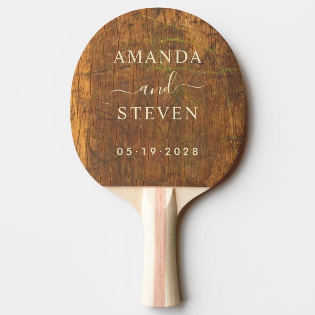 Cutting Block Couple Names with Wedding Date Ping Pong Paddle (Back)