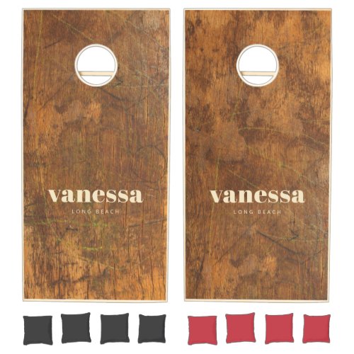 Cutting Block Minimal Modern Classic Name Cornhole Set
