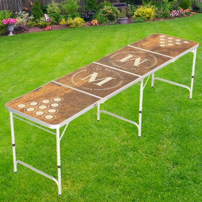 Cutting Block Modern Circle Monogram Beer Pong Table (Creator Uploaded)