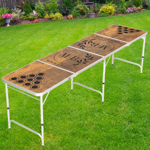 Cutting Block Modern Leaf Wedding Monogram DK Beer Pong Table
