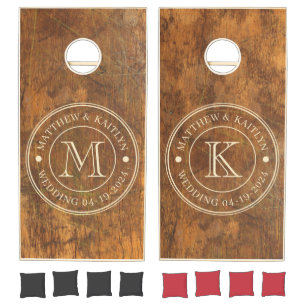 Cutting Block Wedding Monogram Cornhole Set