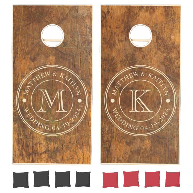 Cutting Block Wedding Monogram Cornhole Set (Set)