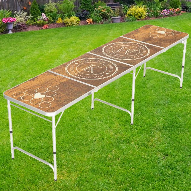 Cutting Block Wedding Monogram Heart Beer Pong Table (Creator Uploaded)