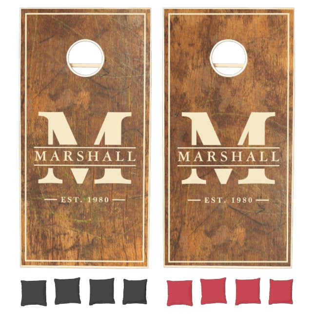 Cutting Block with Name & Initial Overlay Cornhole Set (Set)