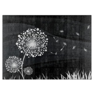 Cutting Board Black and White Dandelion