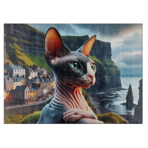 Cutting Board  Cliffs of Moher Ireland Sphynx Cat