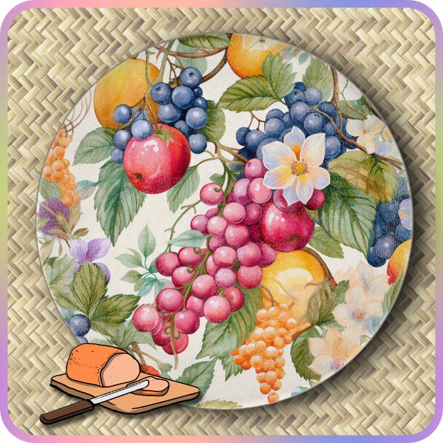 CUTTING BOARD - Covered in Colorful Fruit - Round (Creator Uploaded)