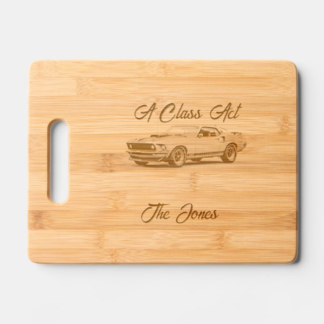 cutting board for dad featuring classic mustang (Front)