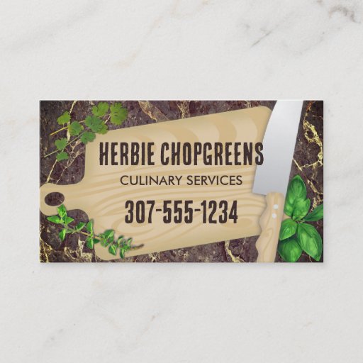 Customizable cutting board herbs chef cooking business card