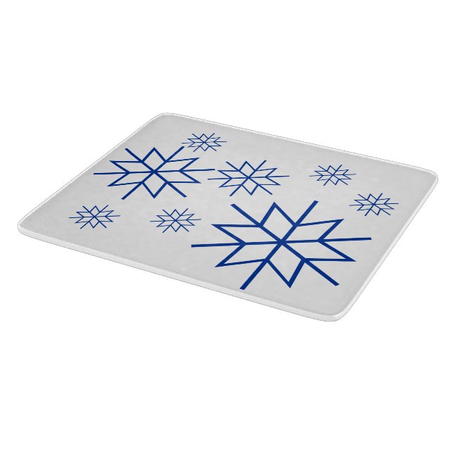 Cutting Board - Snowflakes in Blue (Corner)