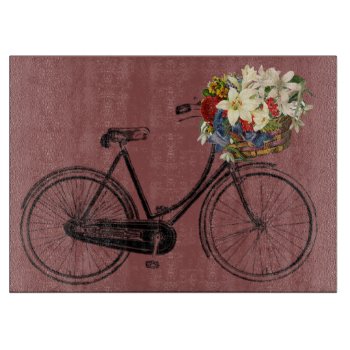 Cutting Board Vintage Bike Bicycle Flowers by Lighthouse_Route at Zazzle