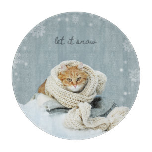 Cutting Board, Winter Cat Let It Snow Board