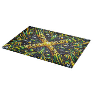 Cutting board with Jamaican Colors Design