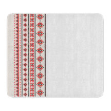 Cutting board with Ukrainian ornament.