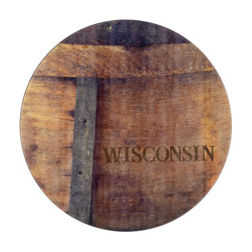 Cutting Board with Wisconsin Stamped Cheese Hoop
