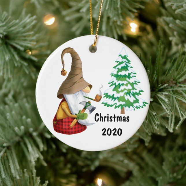 Cutting Down Our Christmas Tree Ceramic Ornament (Tree)