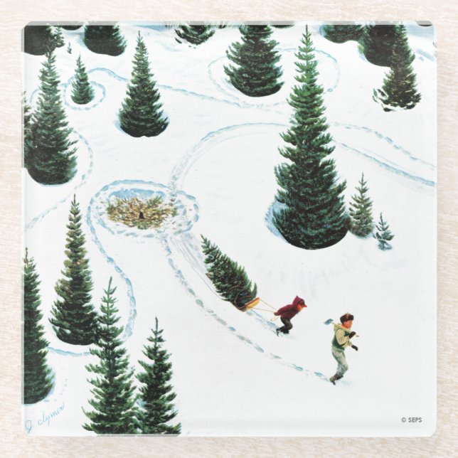 Cutting Down the Tree Glass Coaster (Front)