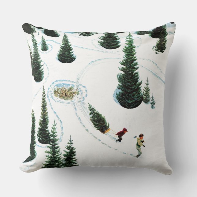 Cutting Down the Tree Throw Pillow (Front)