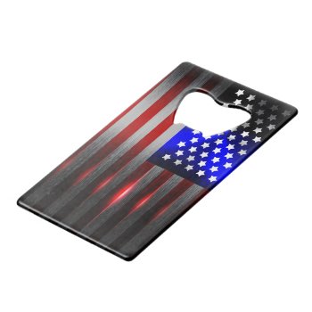 Cutting Edge Laser Cut American Flag 1 Credit Card Bottle Opener by electrosky at Zazzle
