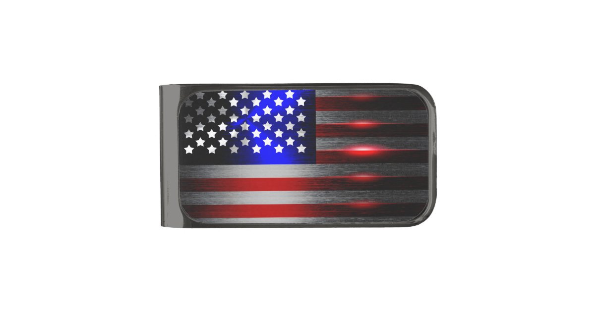 Cutting Edge Laser Cut American Flag 1 Gunmetal Finish Money Clip Zazzle Com