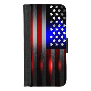 Cutting Edge Laser Cut American Flag 1 iPhone 8/7 Wallet Case
