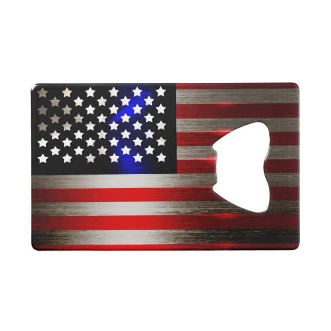 Cutting Edge Laser Cut American Flag 2 Credit Card Bottle Opener (Front (Horizontal))