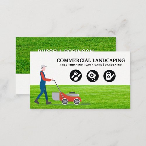 Cutting Grass  Landscaping Icons Business Card